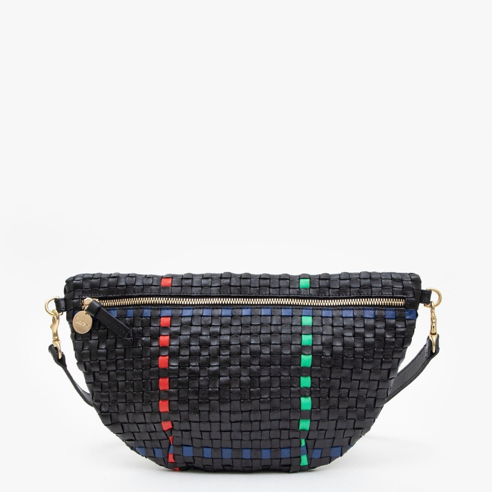 Clare V. Grande Fanny - Black with Pacific, Cherry & Parrot Green Plaid Woven